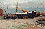 George Willison Boats on the shore France oil painting artist
